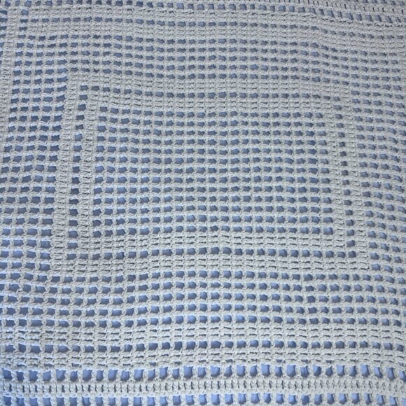 Handmade Crocheted Twin Bedspread /Throw - White - Picture 6 of 11